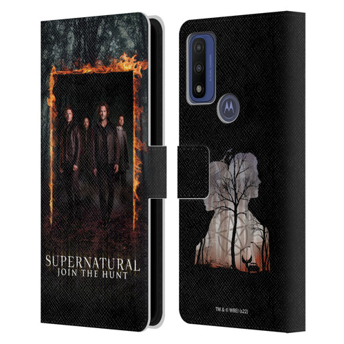 Supernatural Key Art Sam, Dean, Castiel & Crowley Leather Book Wallet Case Cover For Motorola G Pure