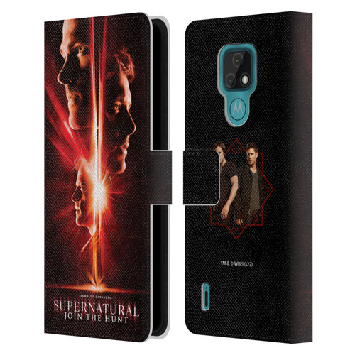 Supernatural Key Art Sam, Dean & Castiel Leather Book Wallet Case Cover For Motorola Moto E7