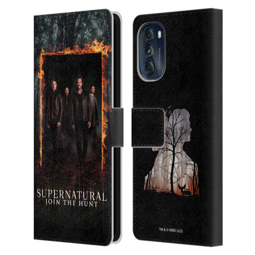 Supernatural Key Art Sam, Dean, Castiel & Crowley Leather Book Wallet Case Cover For Motorola Moto G (2022)