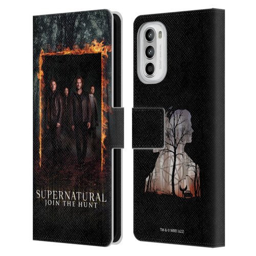 Supernatural Key Art Sam, Dean, Castiel & Crowley Leather Book Wallet Case Cover For Motorola Moto G52