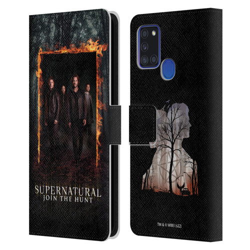 Supernatural Key Art Sam, Dean, Castiel & Crowley Leather Book Wallet Case Cover For Samsung Galaxy A21s (2020)