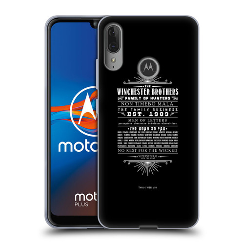 Supernatural Vectors Winchester Brothers Soft Gel Case for Motorola Moto E6 Plus