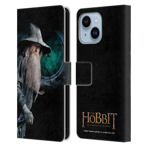 The Hobbit An Unexpected Journey Key Art Gandalf Leather Book Wallet Case Cover For Apple iPhone 14 Plus