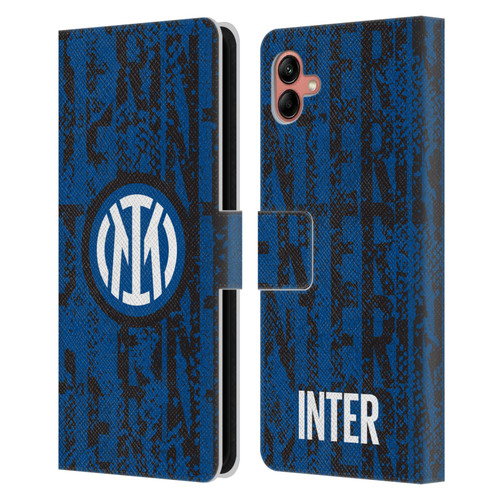 Fc Internazionale Milano Patterns Snake Wordmark Leather Book Wallet Case Cover For Samsung Galaxy A04 (2022)