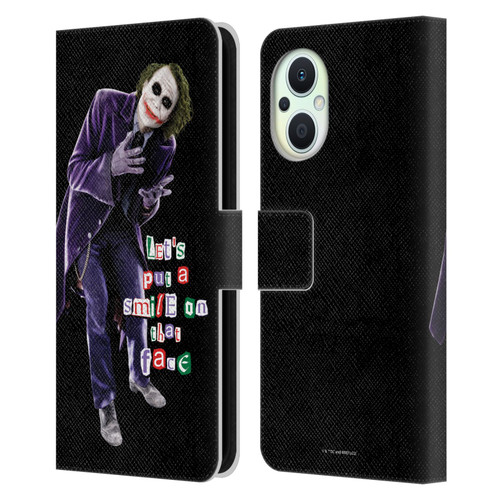 The Dark Knight Graphics Joker Put A Smile Leather Book Wallet Case Cover For OPPO Reno8 Lite