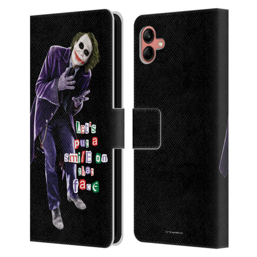 The Dark Knight Graphics Joker Put A Smile Leather Book Wallet Case Cover For Samsung Galaxy A04 (2022)