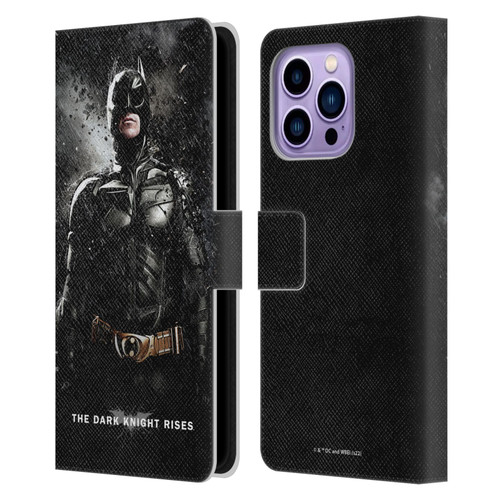 The Dark Knight Rises Key Art Batman Rain Poster Leather Book Wallet Case Cover For Apple iPhone 14 Pro Max