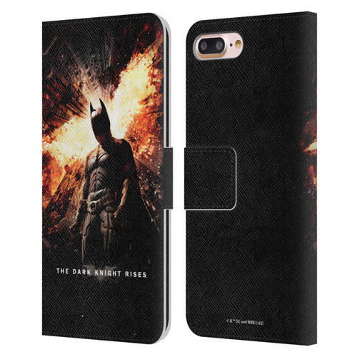 The Dark Knight Rises Key Art Batman Poster Leather Book Wallet Case Cover For Apple iPhone 7 Plus / iPhone 8 Plus