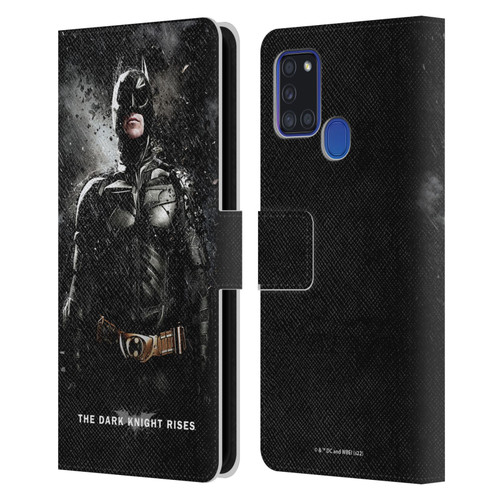 The Dark Knight Rises Key Art Batman Rain Poster Leather Book Wallet Case Cover For Samsung Galaxy A21s (2020)