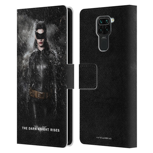 The Dark Knight Rises Key Art Catwoman Rain Poster Leather Book Wallet Case Cover For Xiaomi Redmi Note 9 / Redmi 10X 4G