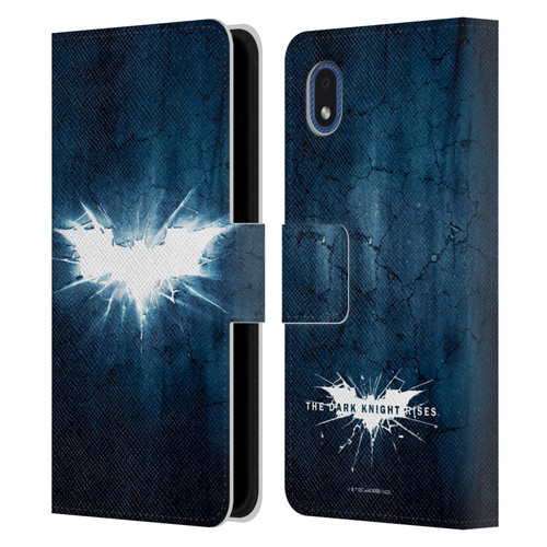 The Dark Knight Rises Logo Grunge Leather Book Wallet Case Cover For Samsung Galaxy A01 Core (2020)