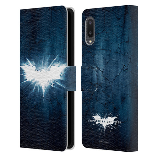 The Dark Knight Rises Logo Grunge Leather Book Wallet Case Cover For Samsung Galaxy A02/M02 (2021)
