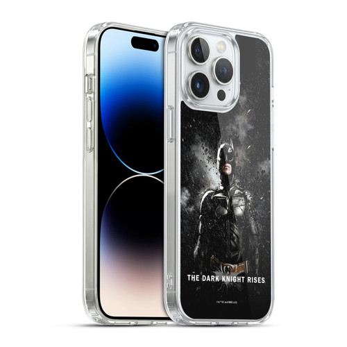 The Dark Knight Rises Key Art Batman Rain Poster Soft Gel Case for Apple iPhone 14 Pro Max & MagSafe