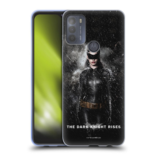 The Dark Knight Rises Key Art Catwoman Rain Poster Soft Gel Case for Motorola Moto G50