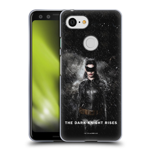 The Dark Knight Rises Key Art Catwoman Rain Poster Soft Gel Case for Google Pixel 3