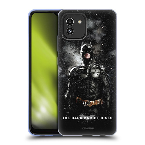 The Dark Knight Rises Key Art Batman Rain Poster Soft Gel Case for Samsung Galaxy A03 (2021)
