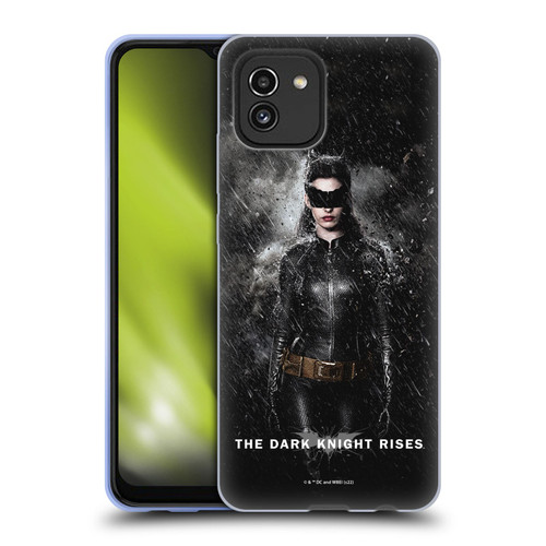 The Dark Knight Rises Key Art Catwoman Rain Poster Soft Gel Case for Samsung Galaxy A03 (2021)