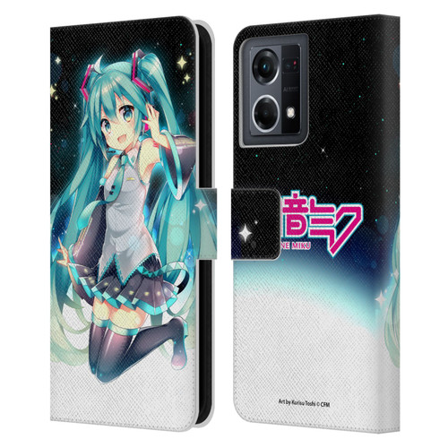 Hatsune Miku Graphics Night Sky Leather Book Wallet Case Cover For OPPO Reno8 4G