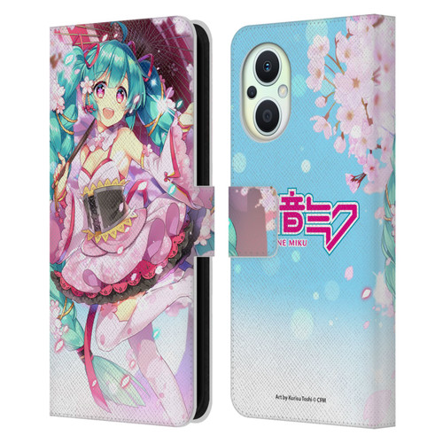 Hatsune Miku Graphics Sakura Leather Book Wallet Case Cover For OPPO Reno8 Lite