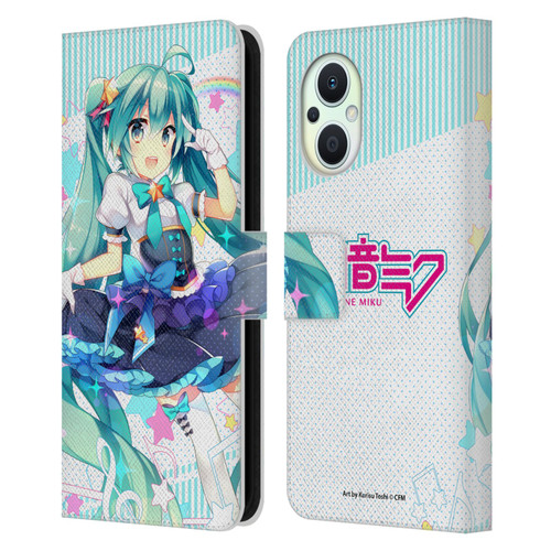 Hatsune Miku Graphics Stars And Rainbow Leather Book Wallet Case Cover For OPPO Reno8 Lite