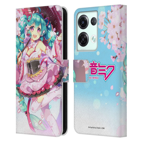 Hatsune Miku Graphics Sakura Leather Book Wallet Case Cover For OPPO Reno8 Pro