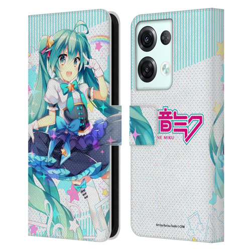 Hatsune Miku Graphics Stars And Rainbow Leather Book Wallet Case Cover For OPPO Reno8 Pro