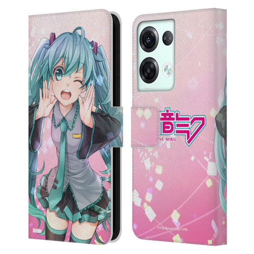 Hatsune Miku Graphics Wink Leather Book Wallet Case Cover For OPPO Reno8 Pro