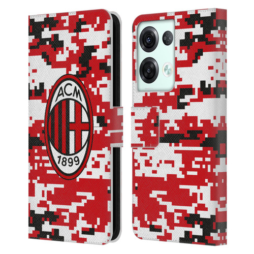 AC Milan Crest Patterns Digital Camouflage Leather Book Wallet Case Cover For OPPO Reno8 Pro