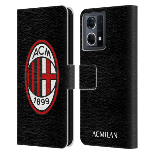 AC Milan Crest Full Colour Black Leather Book Wallet Case Cover For OPPO Reno8 4G