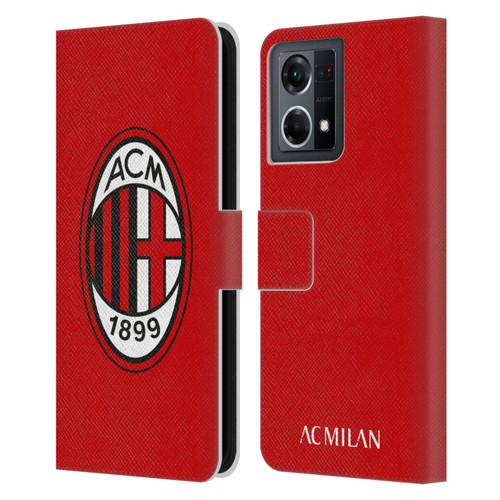 AC Milan Crest Full Colour Red Leather Book Wallet Case Cover For OPPO Reno8 4G