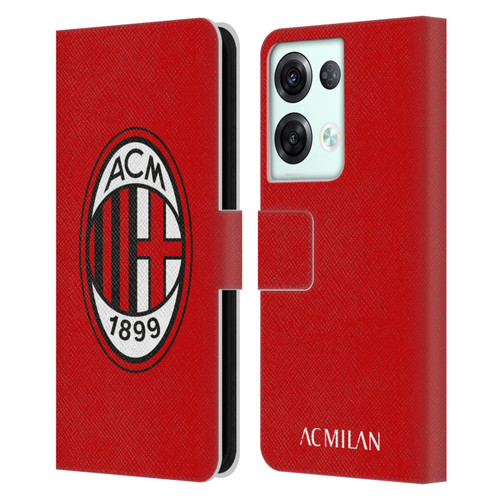 AC Milan Crest Full Colour Red Leather Book Wallet Case Cover For OPPO Reno8 Pro