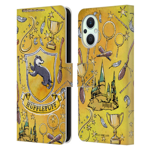 Harry Potter Deathly Hallows XIII Hufflepuff Pattern Leather Book Wallet Case Cover For OPPO Reno8 Lite