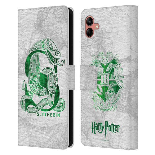 Harry Potter Deathly Hallows IX Slytherin Aguamenti Leather Book Wallet Case Cover For Samsung Galaxy A04 (2022)