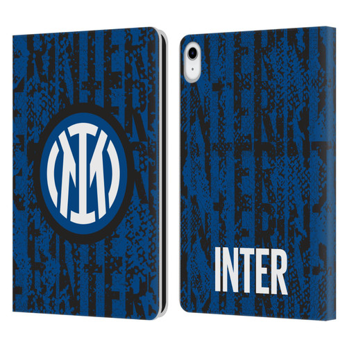 Fc Internazionale Milano Patterns Snake Wordmark Leather Book Wallet Case Cover For Apple iPad 10.9 2022/2025