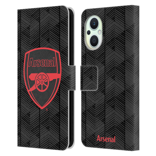 Arsenal FC Crest and Gunners Logo Black Leather Book Wallet Case Cover For OPPO Reno8 Lite