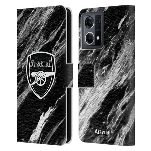 Arsenal FC Crest Patterns Marble Leather Book Wallet Case Cover For OPPO Reno8 4G