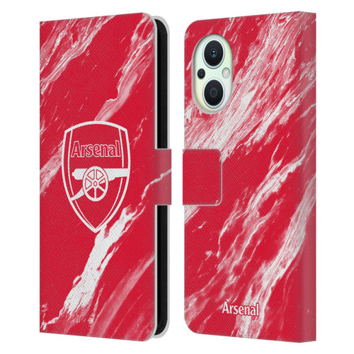 Arsenal FC Crest Patterns Red Marble Leather Book Wallet Case Cover For OPPO Reno8 Lite