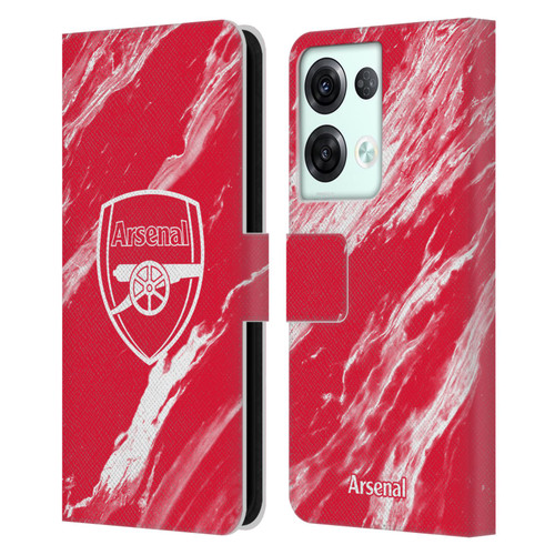Arsenal FC Crest Patterns Red Marble Leather Book Wallet Case Cover For OPPO Reno8 Pro
