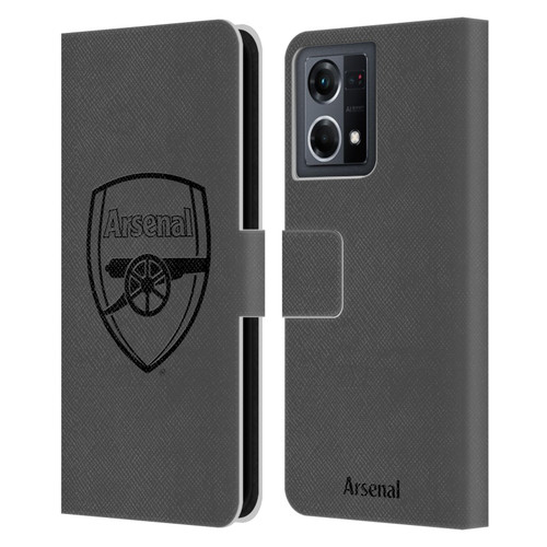 Arsenal FC Crest 2 Black Logo Leather Book Wallet Case Cover For OPPO Reno8 4G