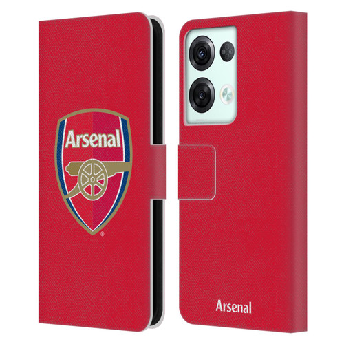 Arsenal FC Crest 2 Full Colour Red Leather Book Wallet Case Cover For OPPO Reno8 Pro