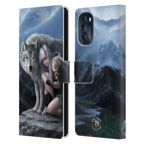 Anne Stokes Wolves Protector Leather Book Wallet Case Cover For Motorola Moto G (2022)