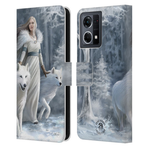 Anne Stokes Wolves Winter Guardians Leather Book Wallet Case Cover For OPPO Reno8 4G