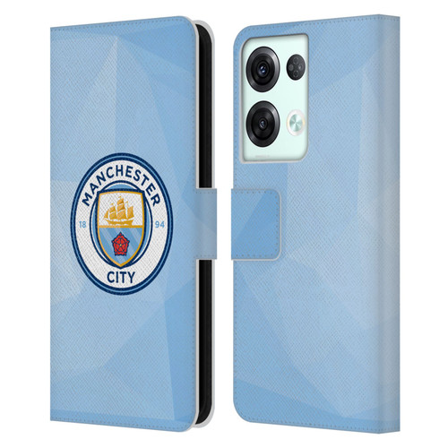 Manchester City Man City FC Badge Geometric Blue Full Colour Leather Book Wallet Case Cover For OPPO Reno8 Pro