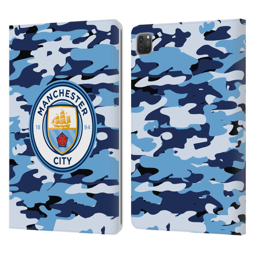 Manchester City Man City FC Badge Camou Blue Moon Leather Book Wallet Case Cover For Apple iPad Pro 11 2020 / 2021 / 2022