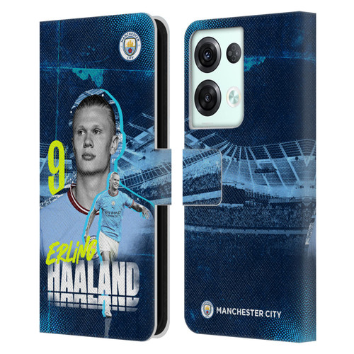 Manchester City Man City FC 2022/23 First Team Erling Haaland Leather Book Wallet Case Cover For OPPO Reno8 Pro