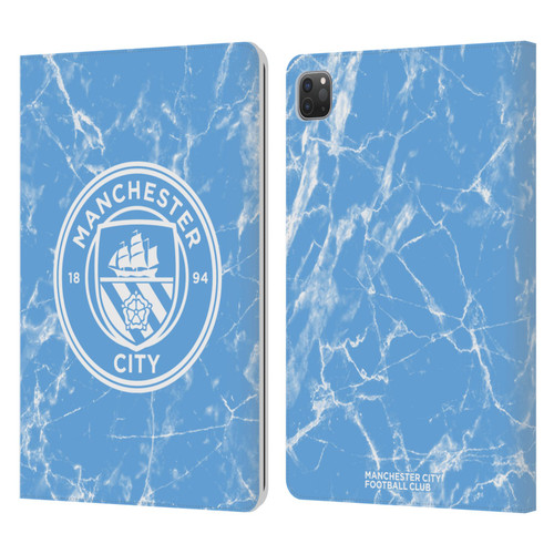 Manchester City Man City FC Marble Badge Blue White Mono Leather Book Wallet Case Cover For Apple iPad Pro 11 2020 / 2021 / 2022