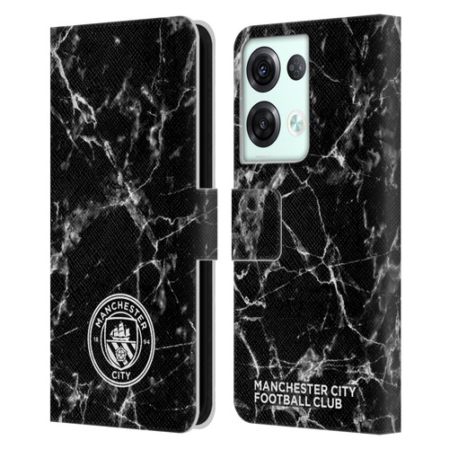 Manchester City Man City FC Marble Badge Black White Mono Leather Book Wallet Case Cover For OPPO Reno8 Pro