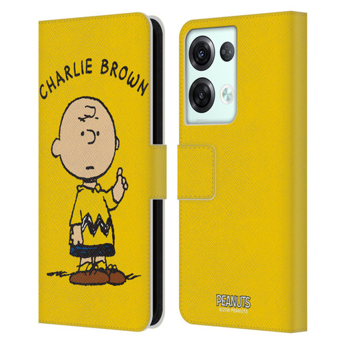 Peanuts Characters Charlie Brown Leather Book Wallet Case Cover For OPPO Reno8 Pro