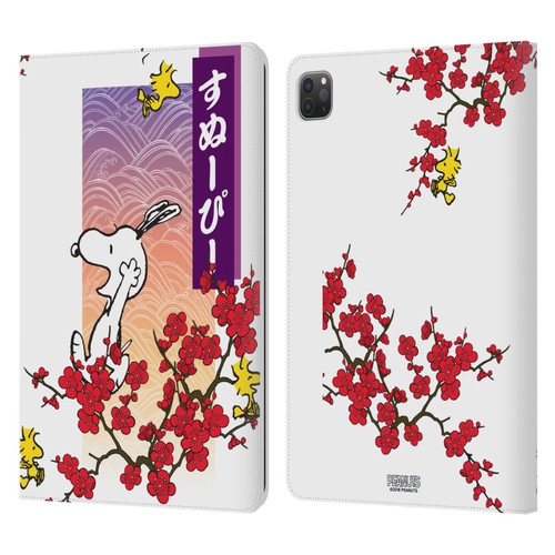 Peanuts Oriental Snoopy Cherry Blossoms 2 Leather Book Wallet Case Cover For Apple iPad Pro 11 2020 / 2021 / 2022