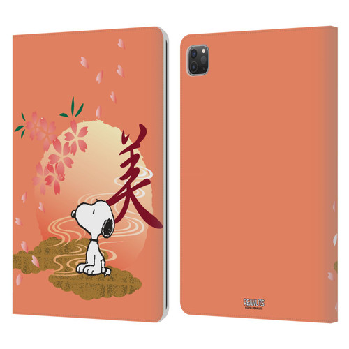 Peanuts Oriental Snoopy Sakura Leather Book Wallet Case Cover For Apple iPad Pro 11 2020 / 2021 / 2022
